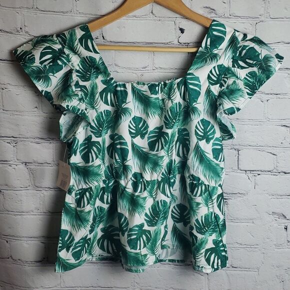 NWT 5 Style Tropical Green Top - Picture 4 of 9